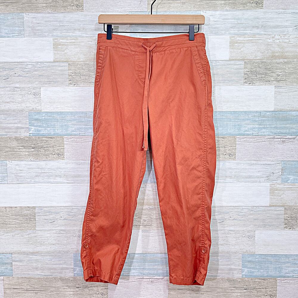 Talbots Cotton Tencel Roll Hem Ankle Joggers Rust Pull On Womens 4P 4 Petite